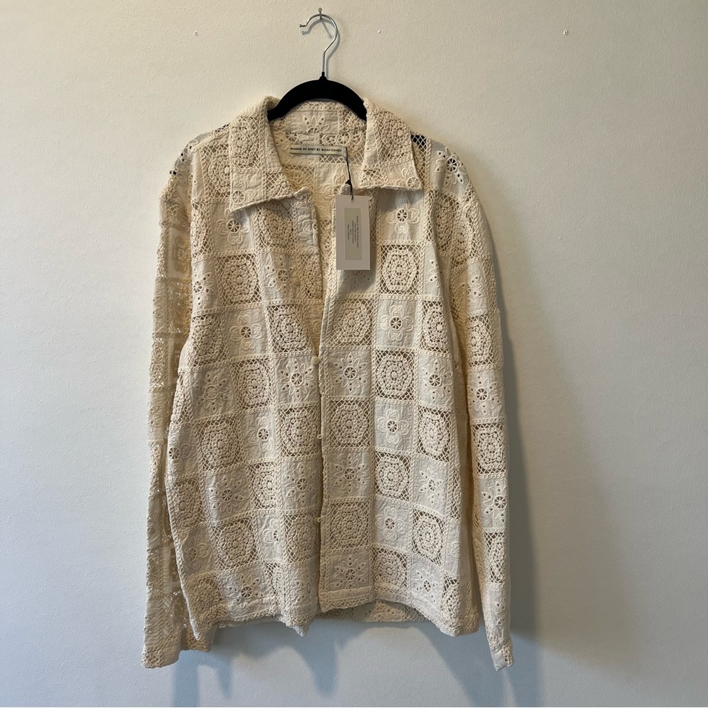 Shades of Grey By Micah Cohen
Camp Collar Overshirt - Undyed Patchwork Crochet